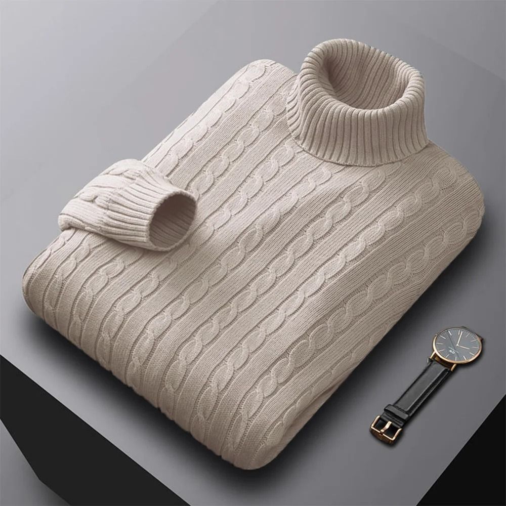 Mens Turtleneck Knit Sweater Warm High Neck Casual Pullover 3