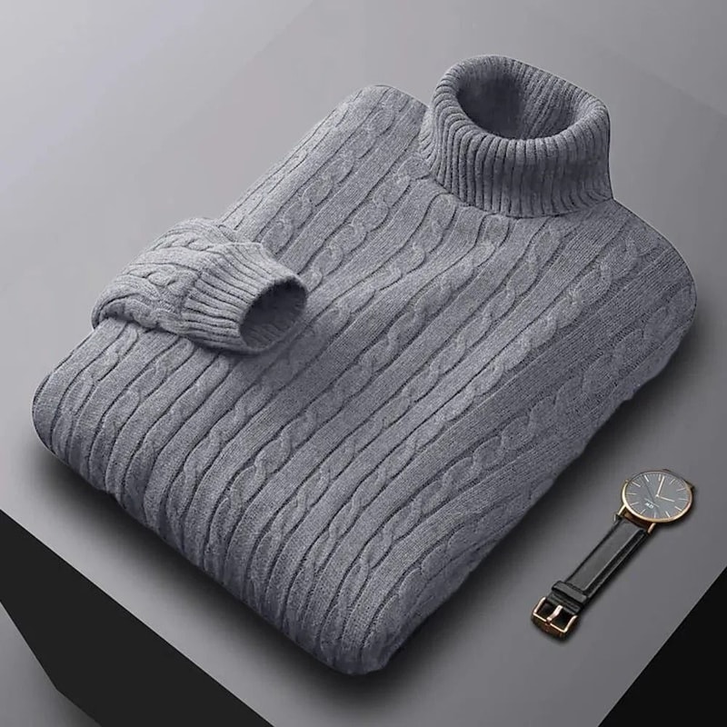 Mens Turtleneck Knit Sweater Warm High Neck Casual Pullover 4