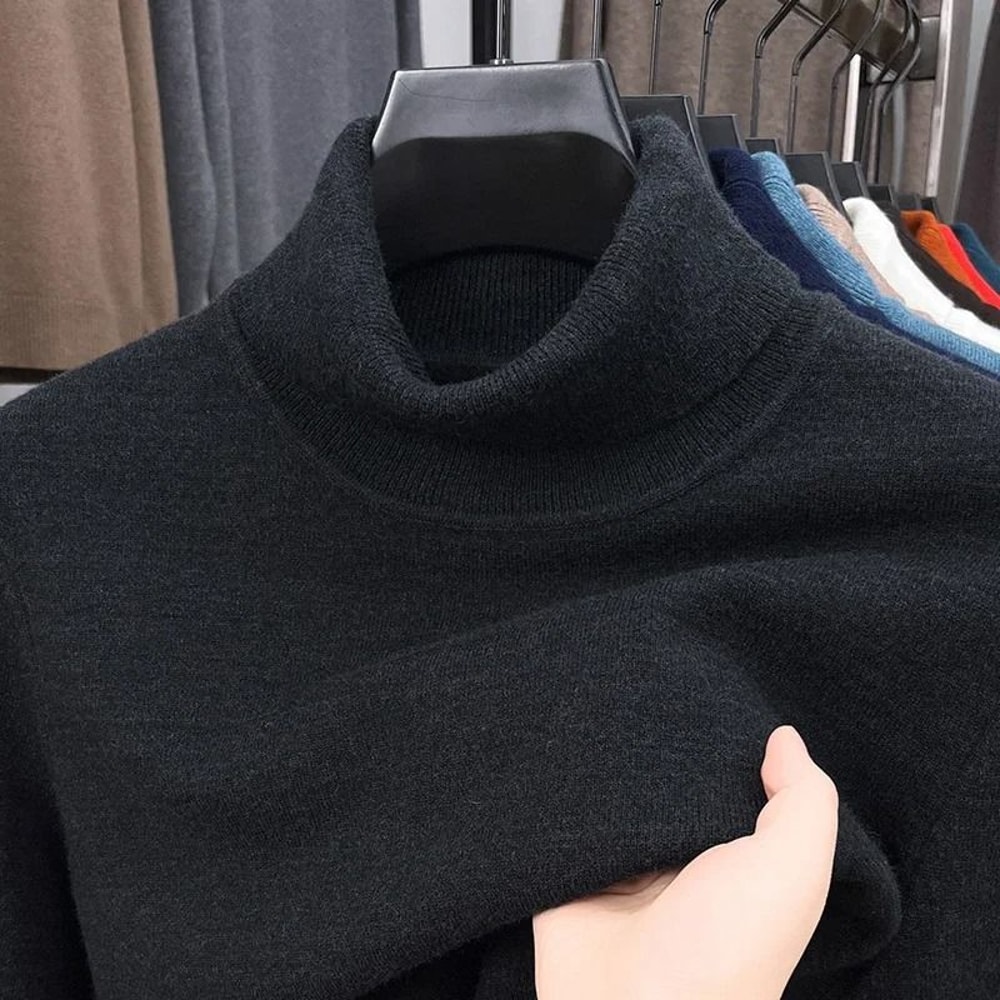 Mens Slim Fit Turtleneck Sweater Anti Pilling Knit Pullover 2