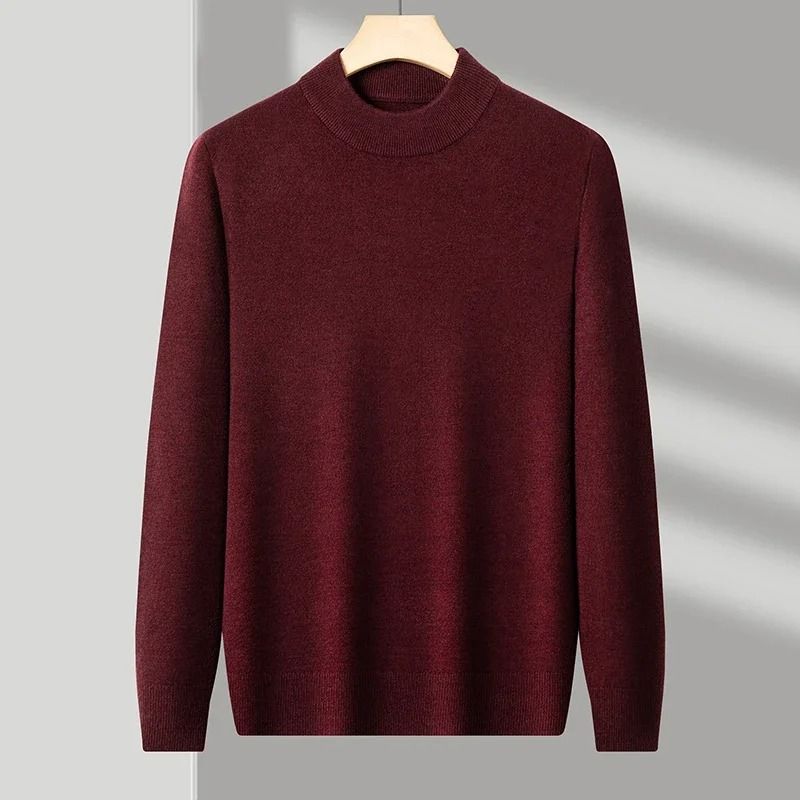 Mens Mock Neck Knit Sweater Casual Half Turtleneck Pullover 4
