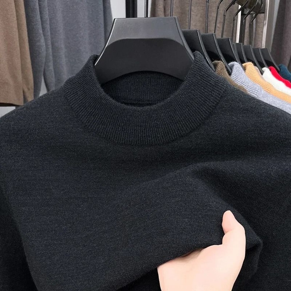 Mens Mock Neck Knit Sweater Casual Half Turtleneck Pullover 9