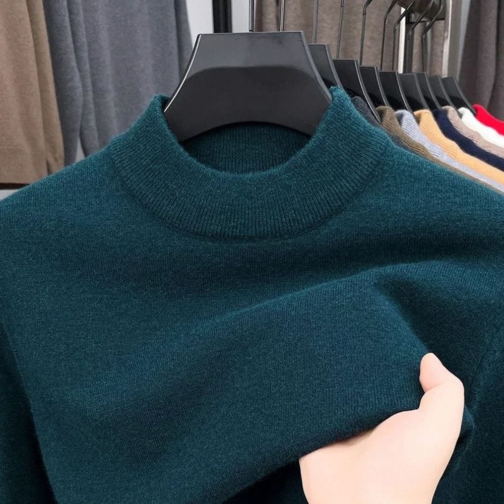 Mens Mock Neck Knit Sweater Casual Half Turtleneck Pullover 11