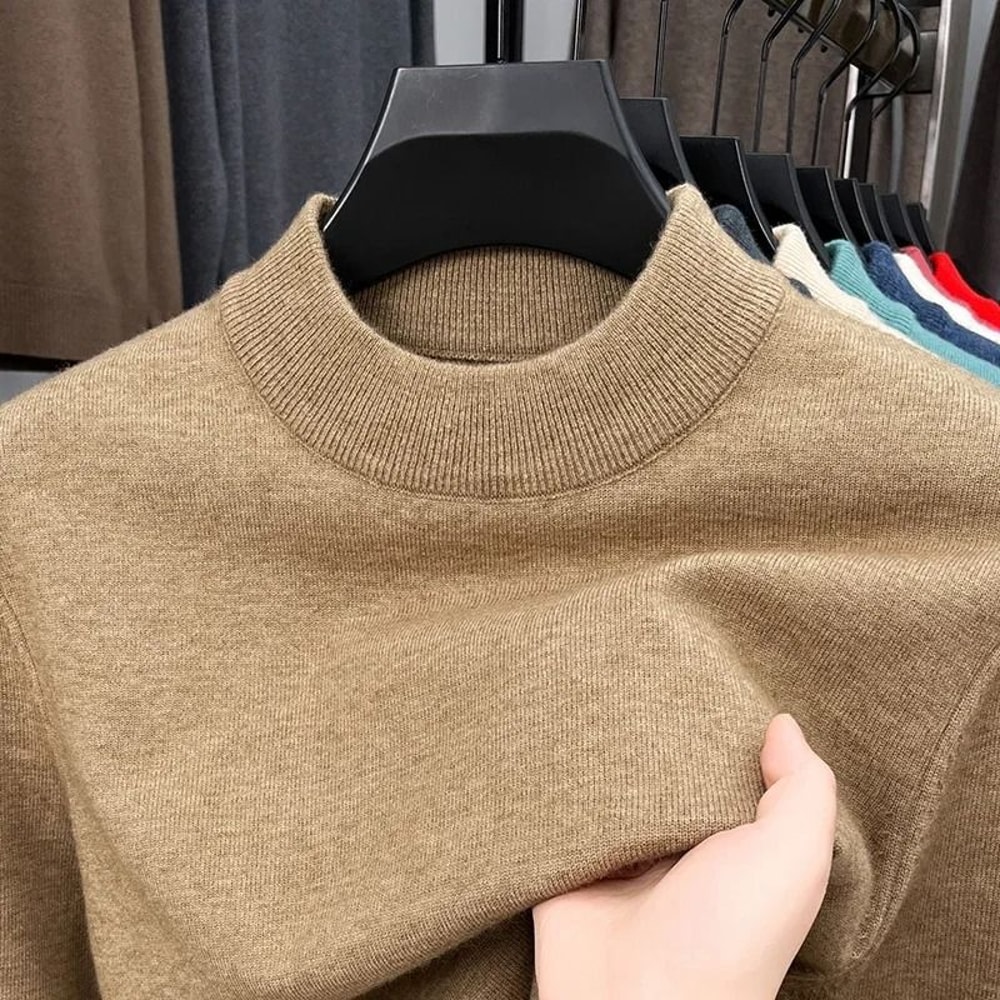 Mens Mock Neck Knit Sweater Casual Half Turtleneck Pullover 12