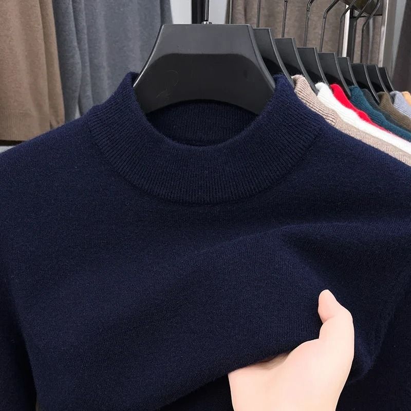 Mens Mock Neck Knit Sweater Casual Half Turtleneck Pullover 8