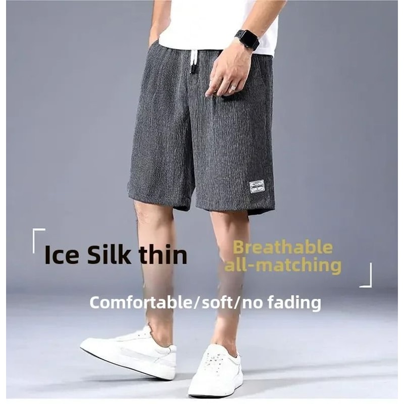 Mens Ice Silk Casual Shorts Lightweight Loose Fit Summer Shorts 4