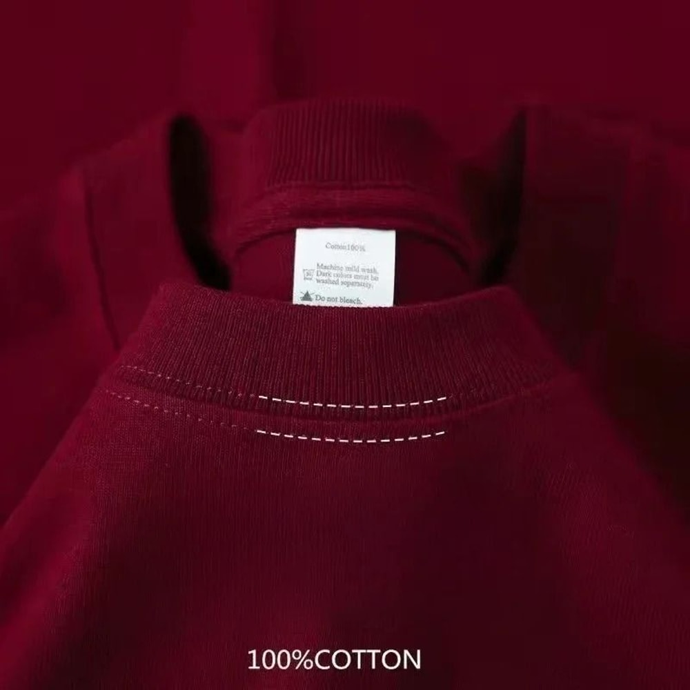 Mens Heavyweight Cotton T Shirt Breathable Crew Neck Summer Basic Tee 4