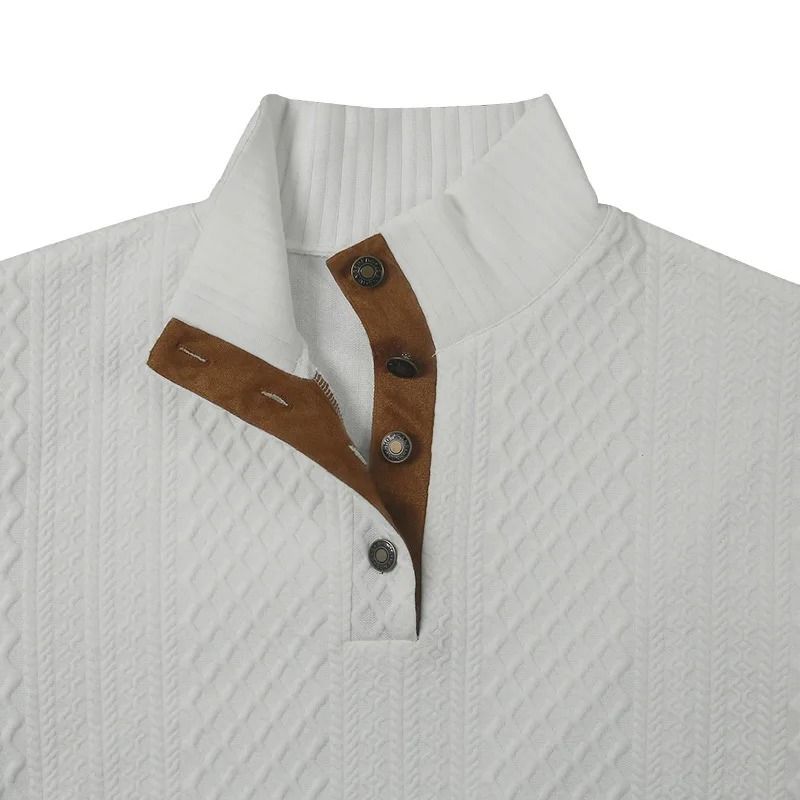 Mens Stand Collar Jacquard Knit Sweater Casual Long Sleeve Pullover 6