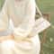 Womens Plush White Sweater Dress Long Sleeve Elegant Winter Knit Dress 2