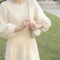 Womens Plush White Sweater Dress Long Sleeve Elegant Winter Knit Dress 3