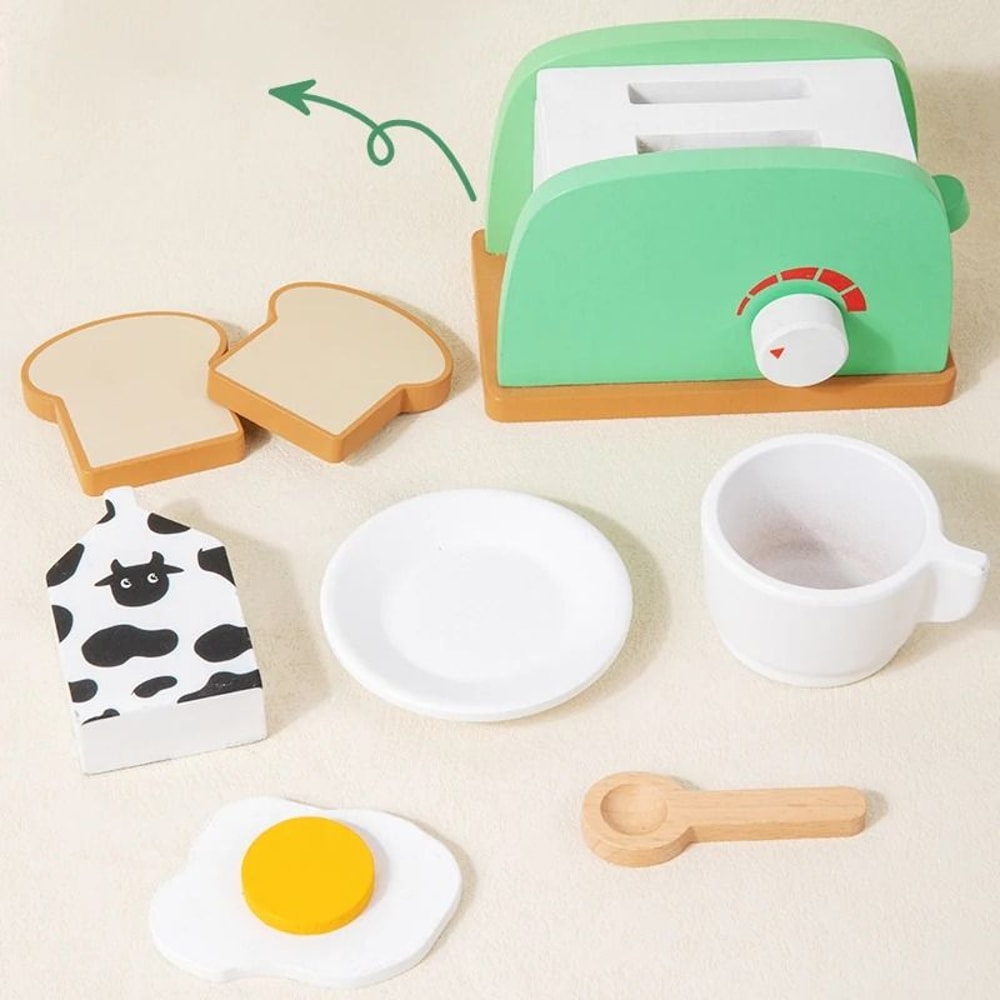 Wooden Montessori Kitchen Pretend Play Set Toddler Cooking Toy 7