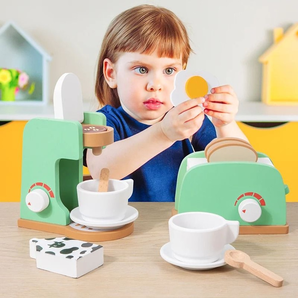 Wooden Montessori Kitchen Pretend Play Set Toddler Cooking Toy 9