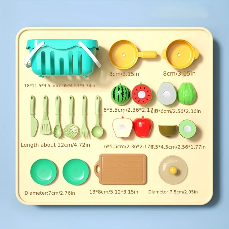 Kids Pretend Play Kitchen Toys Cutting Fruit Vegetables Educational Food Set For Toddlers 3
