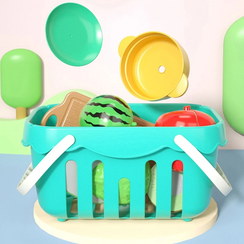 Kids Pretend Play Kitchen Toys Cutting Fruit Vegetables Educational Food Set For Toddlers 4