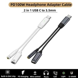 2 in 1 usb c to 3.5mm headphone adapter aux audio cable for smartphones