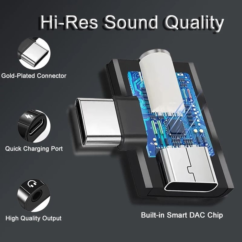 USB C To 35mm Headphone And Charger Adapter Fast Charging Audio Splitter 8