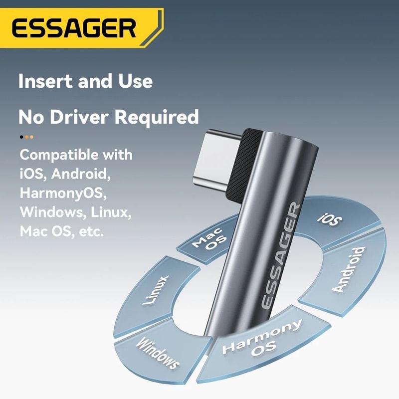 Essager Type C To 35mm Audio Adapter Headphone Jack Converter For Smartphones 2