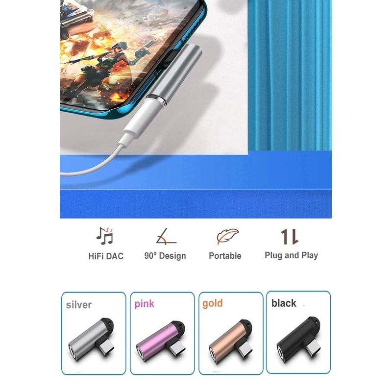 DAC USB C To 35mm Audio Adapter Digital Headphone Jack Converter 6