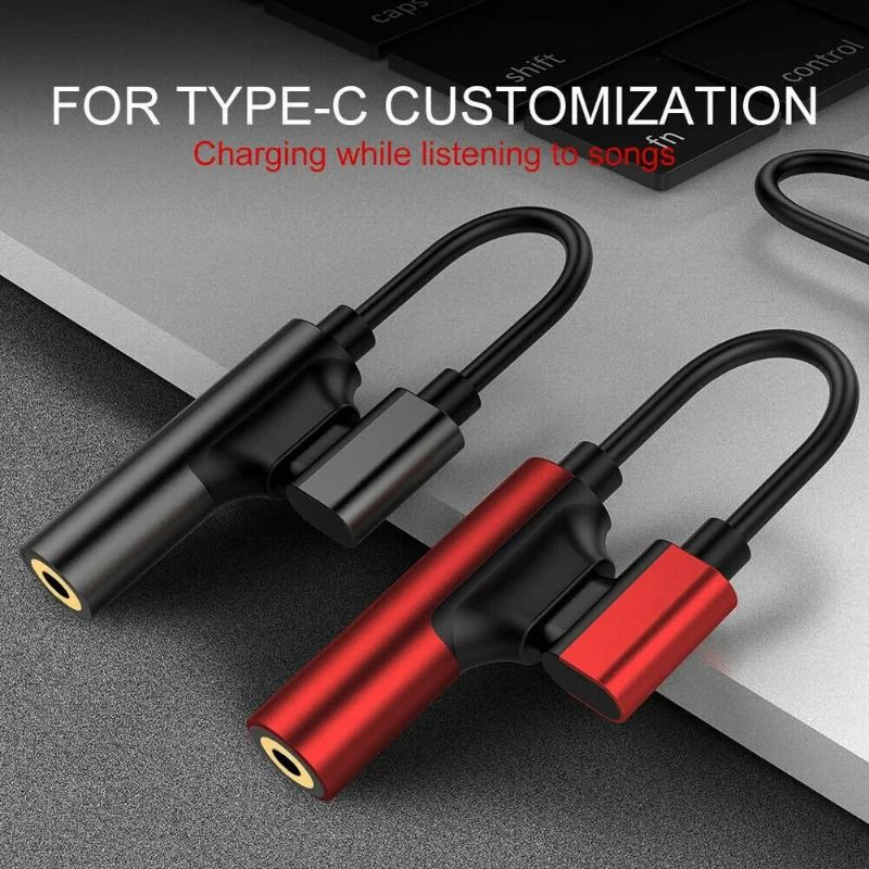 2 In 1 USB C To 35mm AUX Adapter Headphone Jack Audio Splitter 0