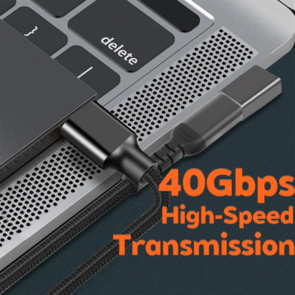 Hannord USB C 90 Degree Adapter USB4 40Gbps Angled Converter 2 Pack 8