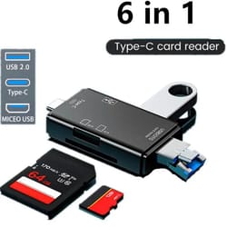 6 in 1 usb c otg card reader micro sd tf memory adapter for smartphones