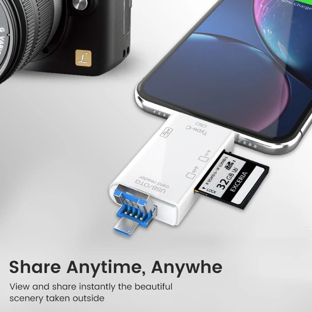 6 In 1 USB C OTG Card Reader Micro SD TF Memory Adapter For Smartphones 6