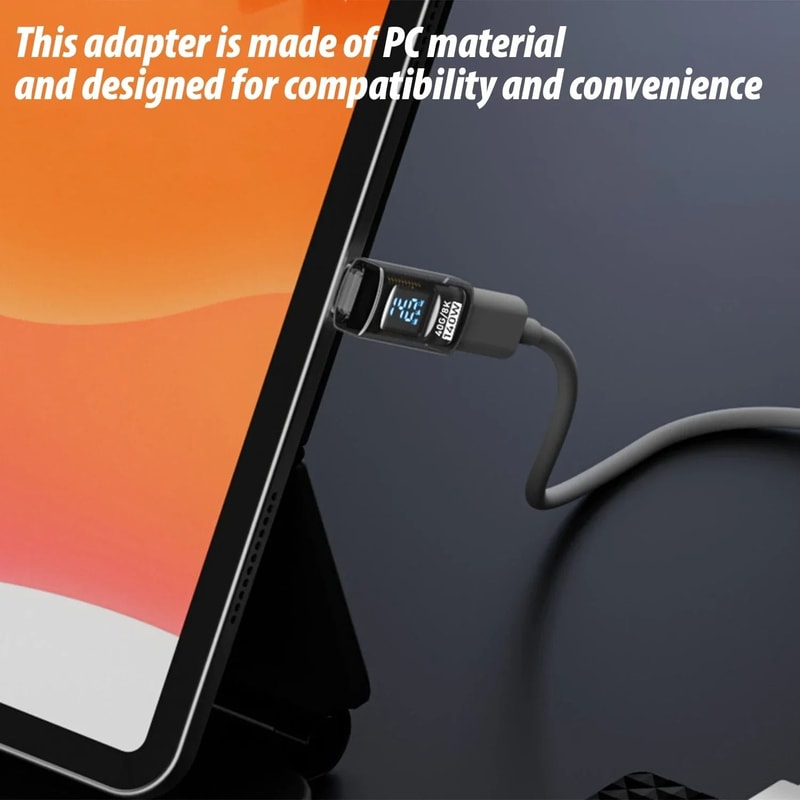 USB C Right Angle Adapter 40Gbps 140W Fast Charging Converter With Digital Display 4
