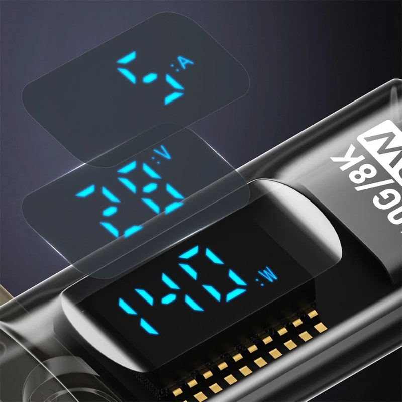 USB C Right Angle Adapter 40Gbps 140W Fast Charging Converter With Digital Display 5