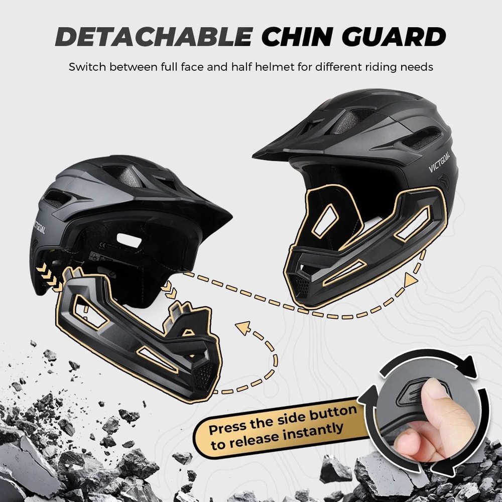 VICTGOAL Full Face MTB Helmet Detachable Mountain Bike Helmet For Off Road Cycling 6