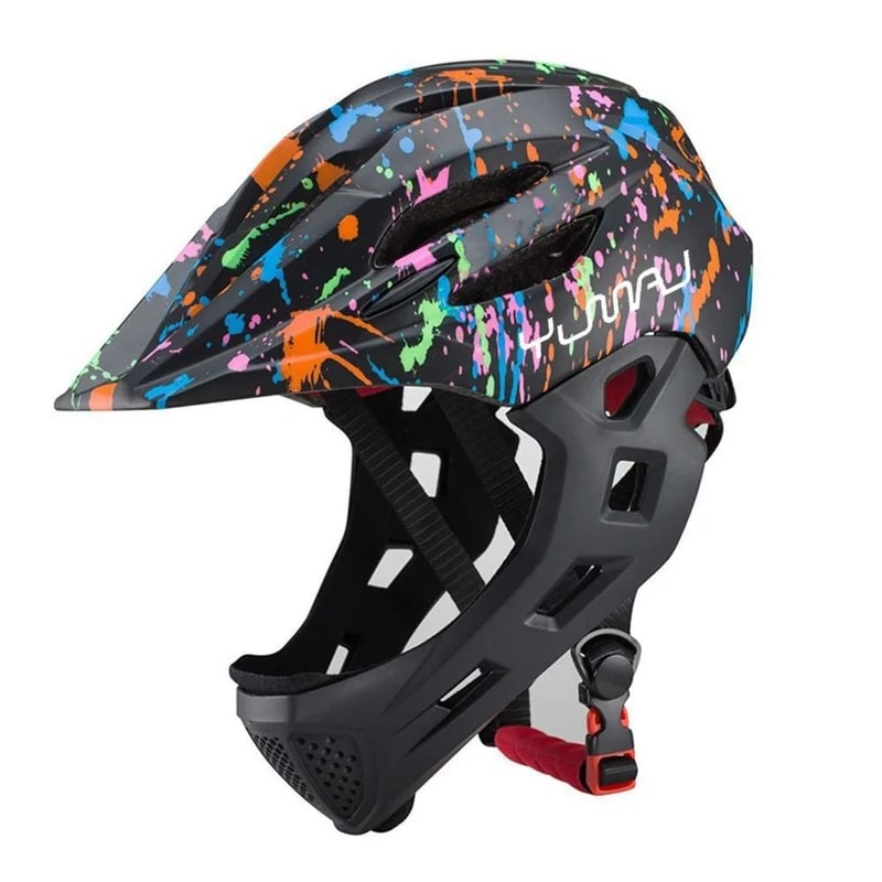 Kids Full Face Bike Helmet With LED Light Protective MTB Helmet For Children 3