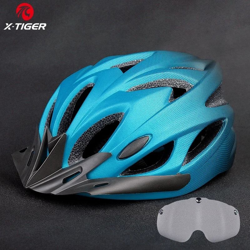 X TIGER Cycling Helmet With LED Light Ultralight MTB Bike Helmet With Goggles Visor 5