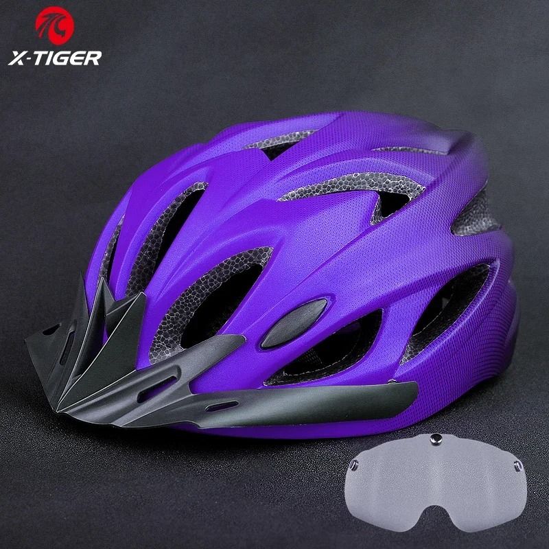 X TIGER Cycling Helmet With LED Light Ultralight MTB Bike Helmet With Goggles Visor 1