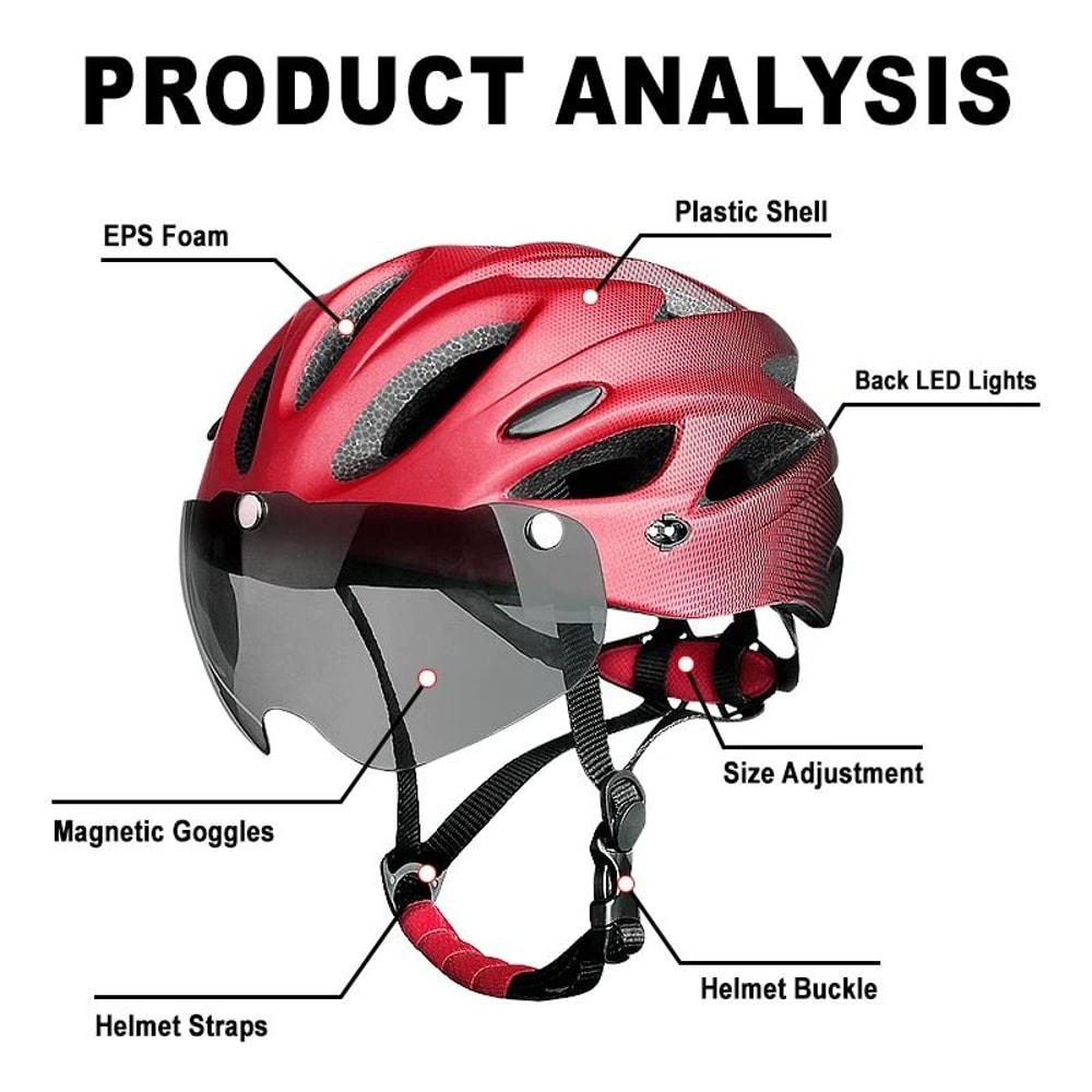 X TIGER Cycling Helmet With LED Light Ultralight MTB Bike Helmet With Goggles Visor 9