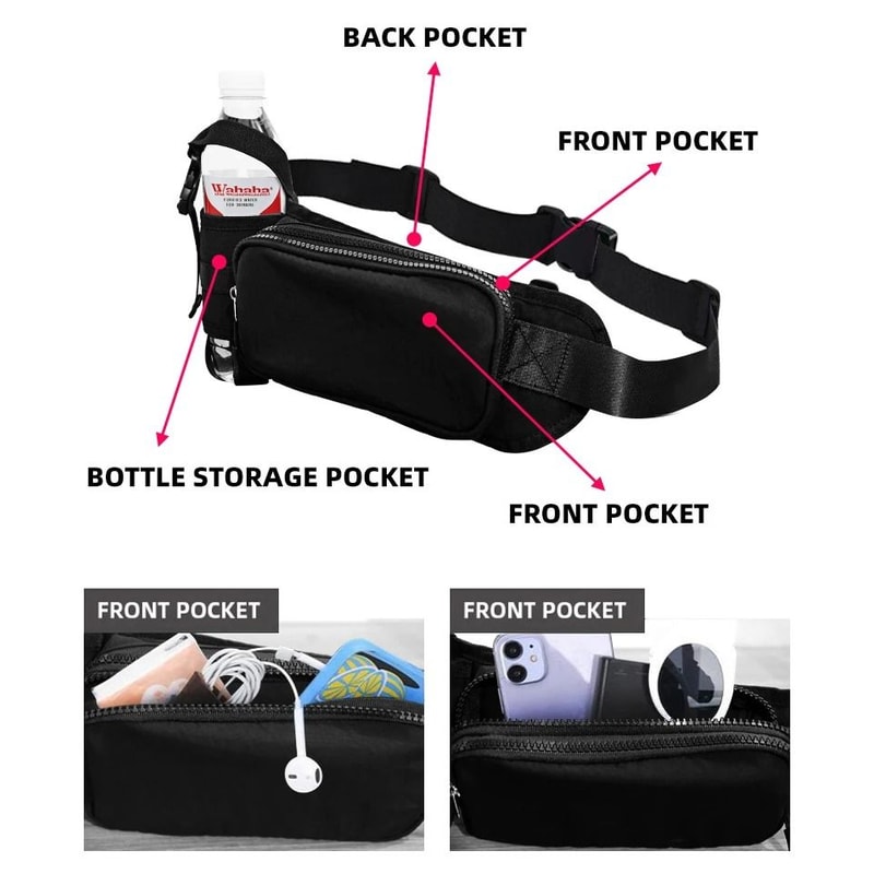 Ultralight Running Waist Bag With Bottle Holder Nylon Sports Waist Belt Pack For Phone And Essentia 1