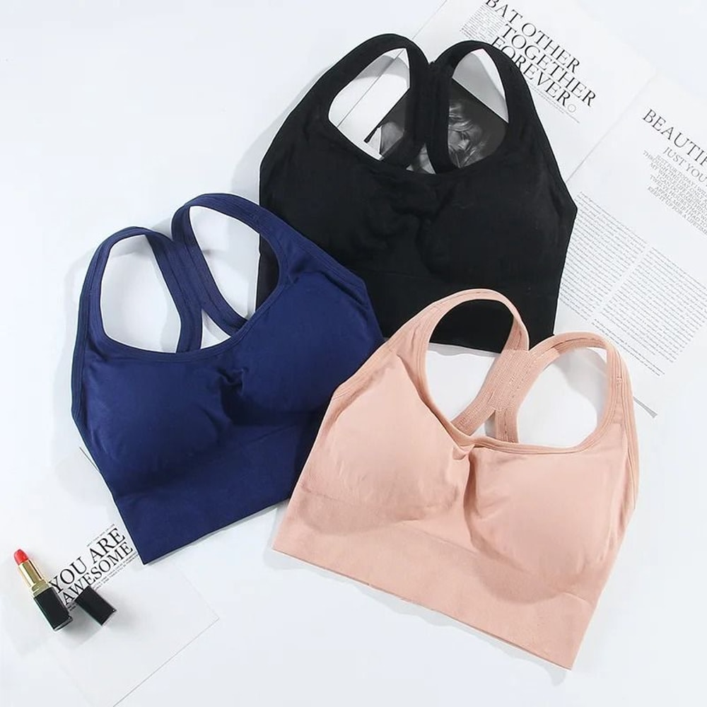 Womens Padded Sports Bra Breathable Wirefree Workout Bra Push Up Fitness Top 0