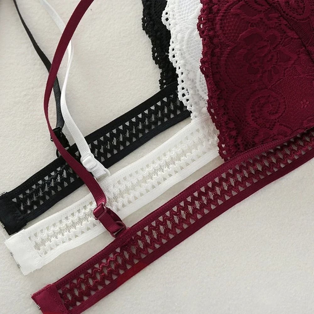 Womens Lace Bralette Bra Wirefree Deep V Lace Bra Soft Padded Triangle Cup Bralette 11