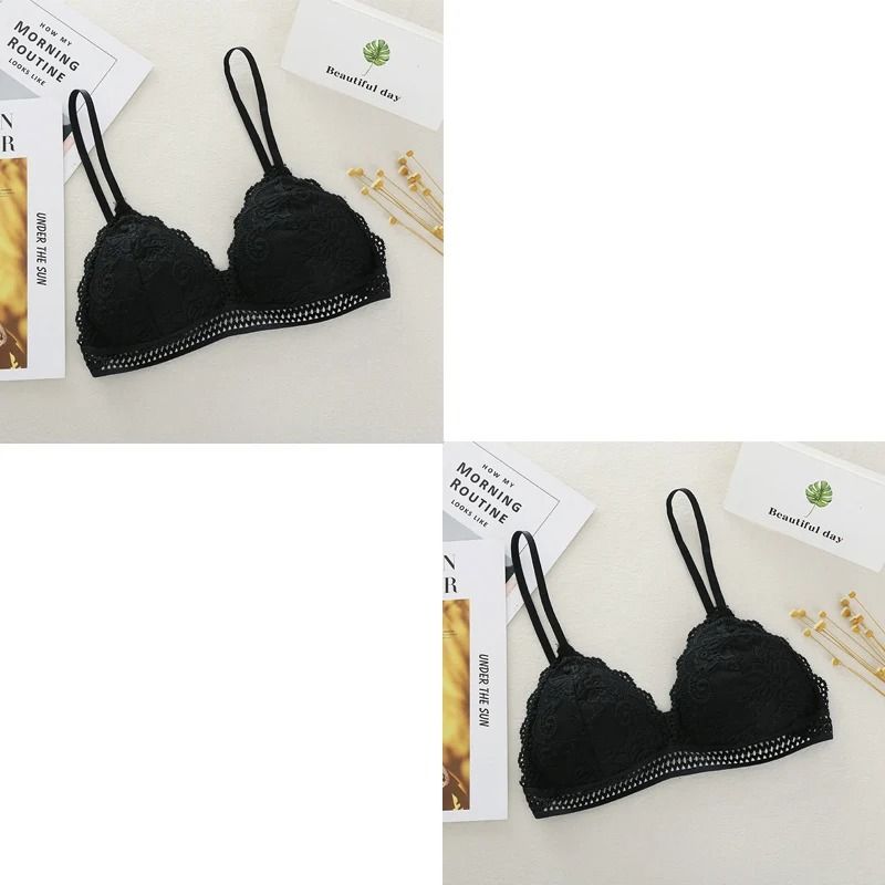 Womens Lace Bralette Bra Wirefree Deep V Lace Bra Soft Padded Triangle Cup Bralette 4