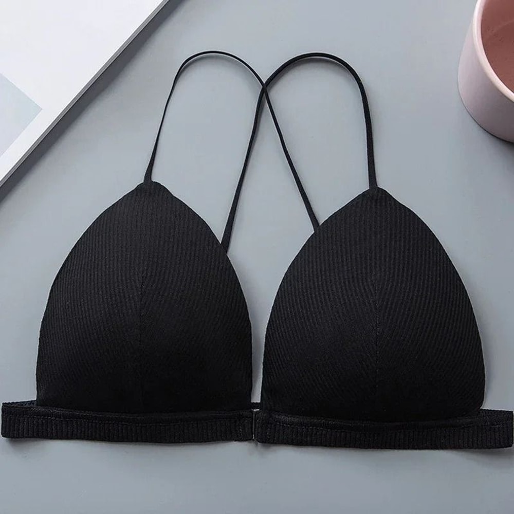 Womens Front Closure Push Up Bra Seamless Deep V Bralette Soft Comfort Lingerie 1