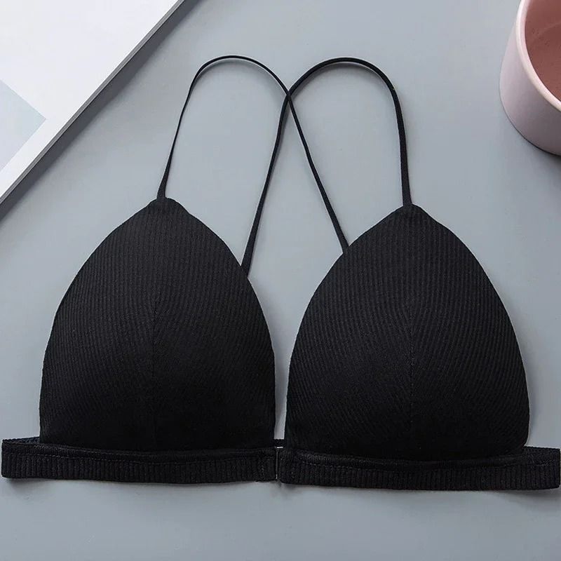 Womens Front Closure Push Up Bra Seamless Deep V Bralette Soft Comfort Lingerie 1