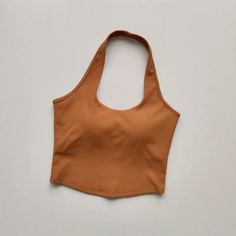 Womens Shockproof Running Sports Bra Halter Neck Fitness Tank Sports Bra High Support Workout Top 2