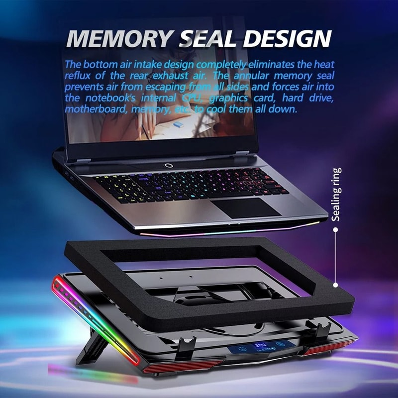 COOLCOLD RGB Laptop Cooling Pad Air Compression Laptop Cooler Stand Ultra Quiet Adjustable Cooling 1