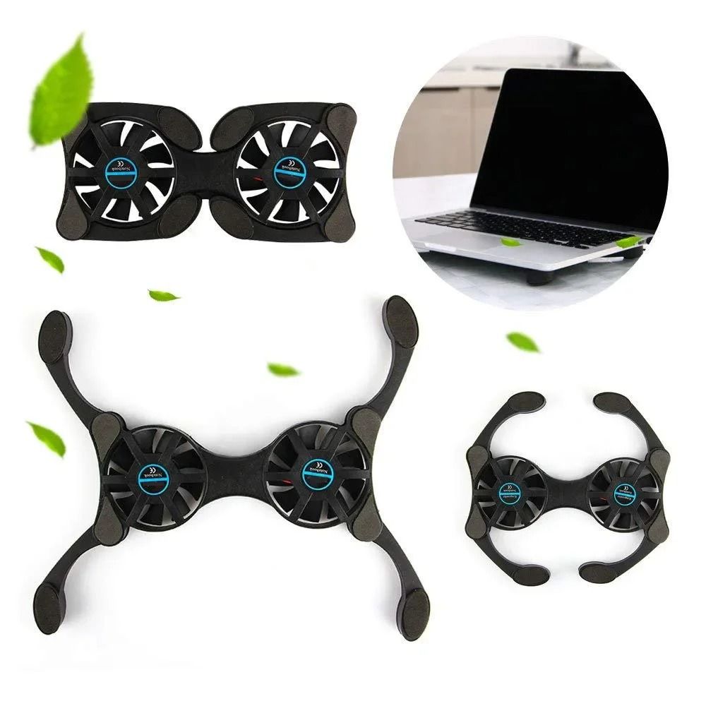 Portable Foldable Laptop Cooling Pad Dual Fan Mini Laptop Cooler USB Notebook Cooling Stand 3