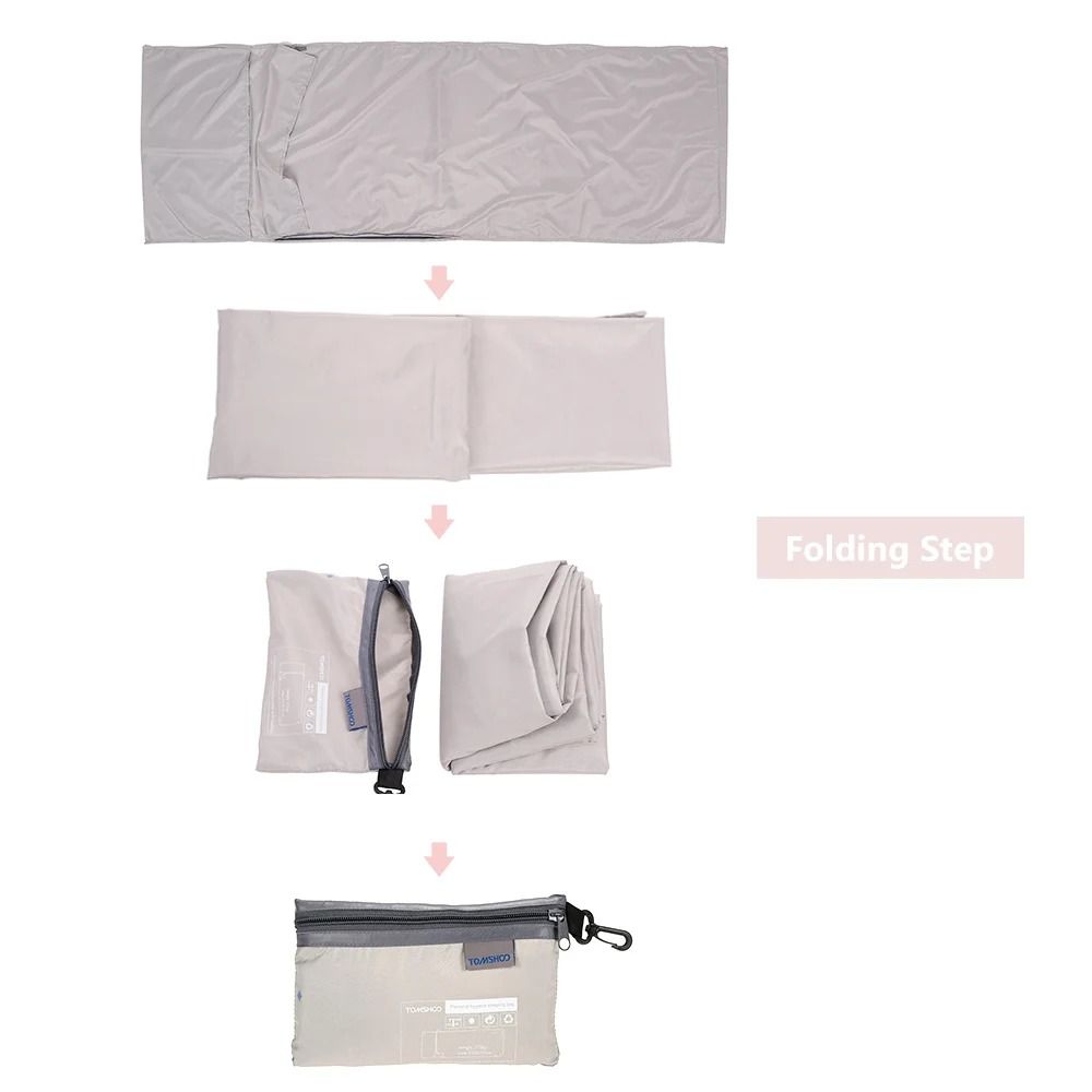 TOMSHOO Sleeping Bag Liner Lightweight Travel Sleeping Bag Liner With Pillowcase For Camping Hiking 4