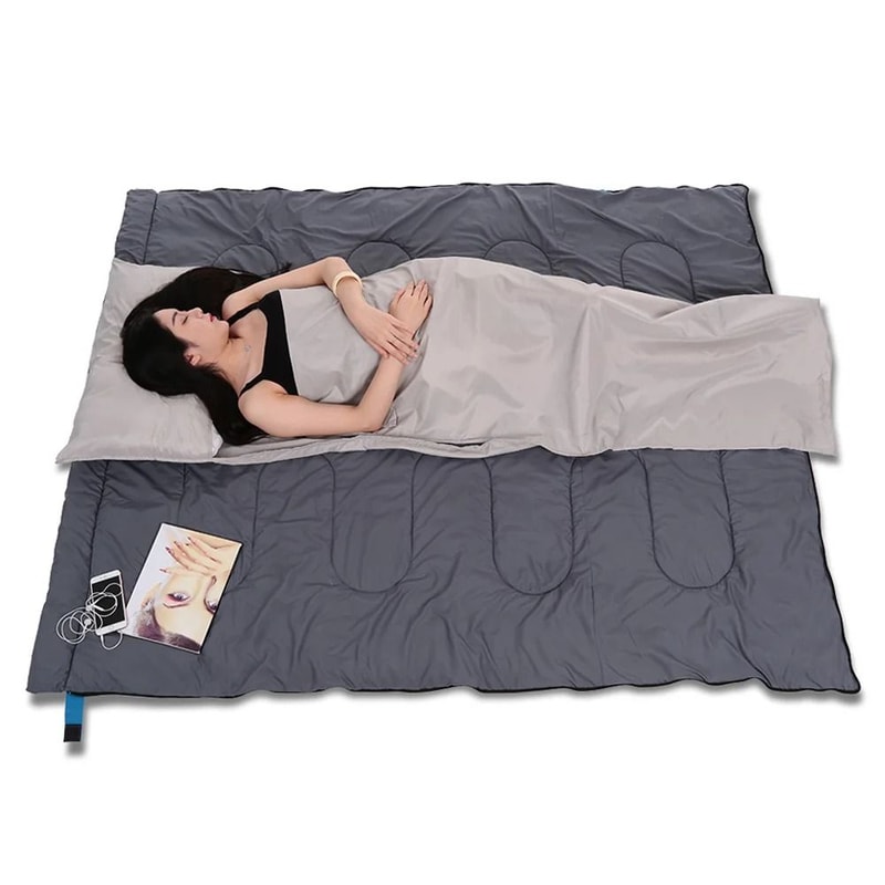 TOMSHOO Sleeping Bag Liner Lightweight Travel Sleeping Bag Liner With Pillowcase For Camping Hiking 7