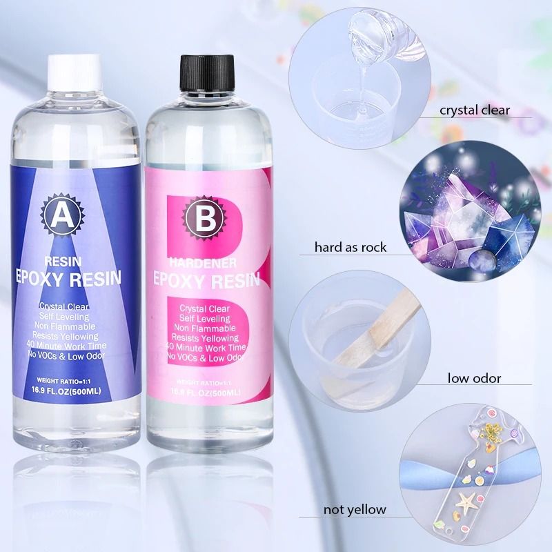 Crystal Clear Epoxy Resin Kit 1 To 1 High Gloss Art Resin Kit Bubble Free Casting Resin For DIY Cra 16