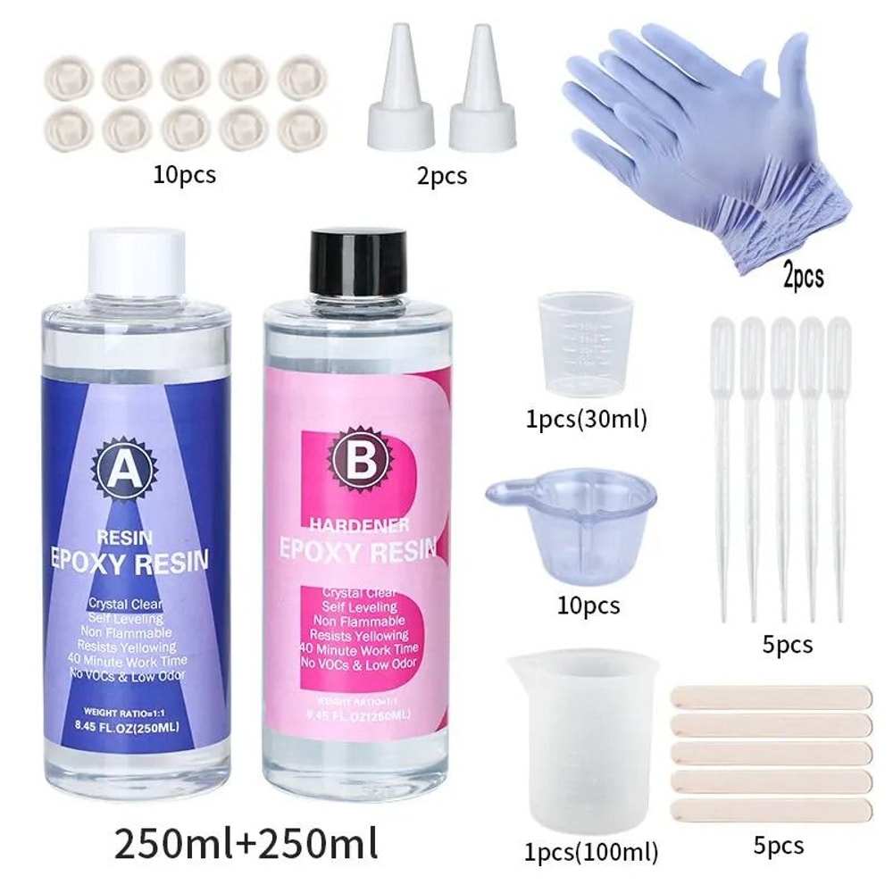 Crystal Clear Epoxy Resin Kit 1 To 1 High Gloss Art Resin Kit Bubble Free Casting Resin For DIY Cra 9