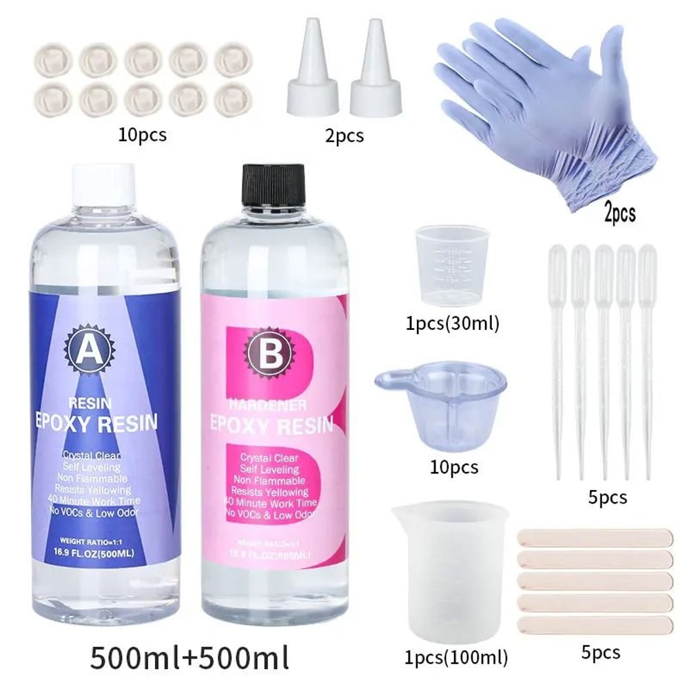 Crystal Clear Epoxy Resin Kit 1 To 1 High Gloss Art Resin Kit Bubble Free Casting Resin For DIY Cra 10