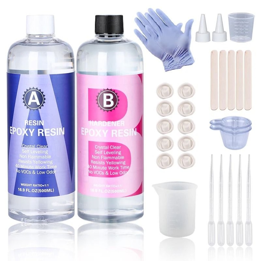 Crystal Clear Epoxy Resin Kit 1 To 1 High Gloss Art Resin Kit Bubble Free Casting Resin For DIY Cra 0