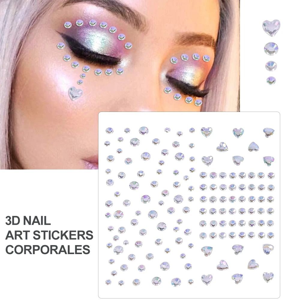 GlamPearl Self Adhesive Face Pearls Stick On Face Gem Stickers Makeup Rhinestone Pearl Set 0