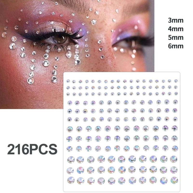 GlamPearl Self Adhesive Face Pearls Stick On Face Gem Stickers Makeup Rhinestone Pearl Set 1