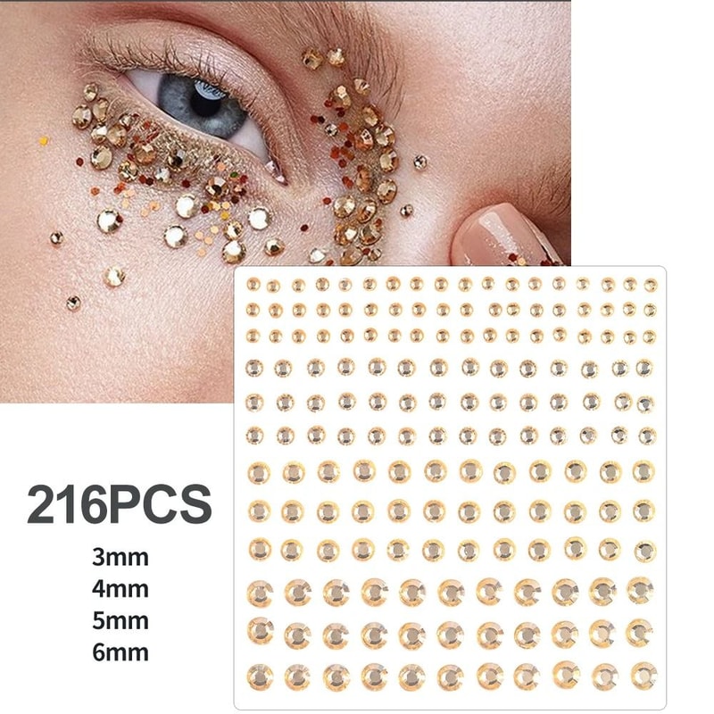 GlamPearl Self Adhesive Face Pearls Stick On Face Gem Stickers Makeup Rhinestone Pearl Set 14